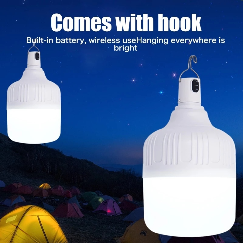 USB 충전식 라이트 휴대용 모바일 LED 전구 후크 야외 캠핑 텐트 랜턴 램프 홈 인테리어 비상 야간 조명